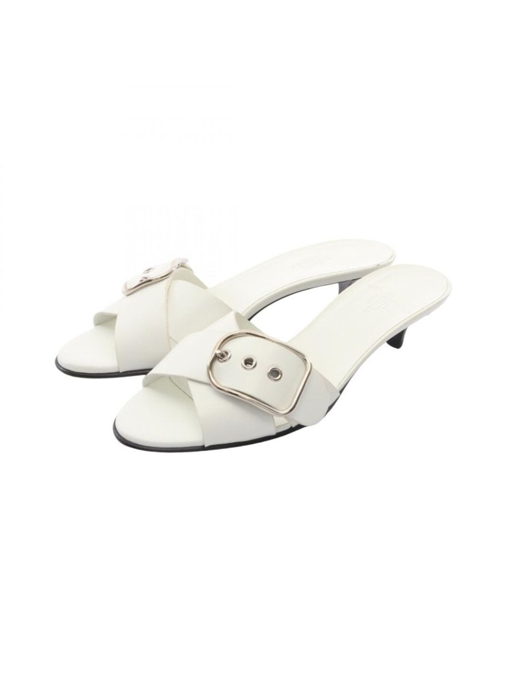 Hermes Mules Belt White Leather